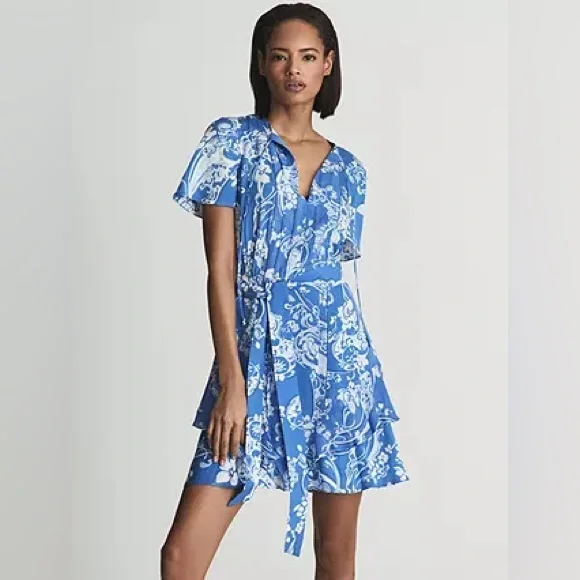 blue dress reiss Avec Les Filles Women's V-Neck Laced-Up Bias Cut Gown Dress - Aqua main image 0